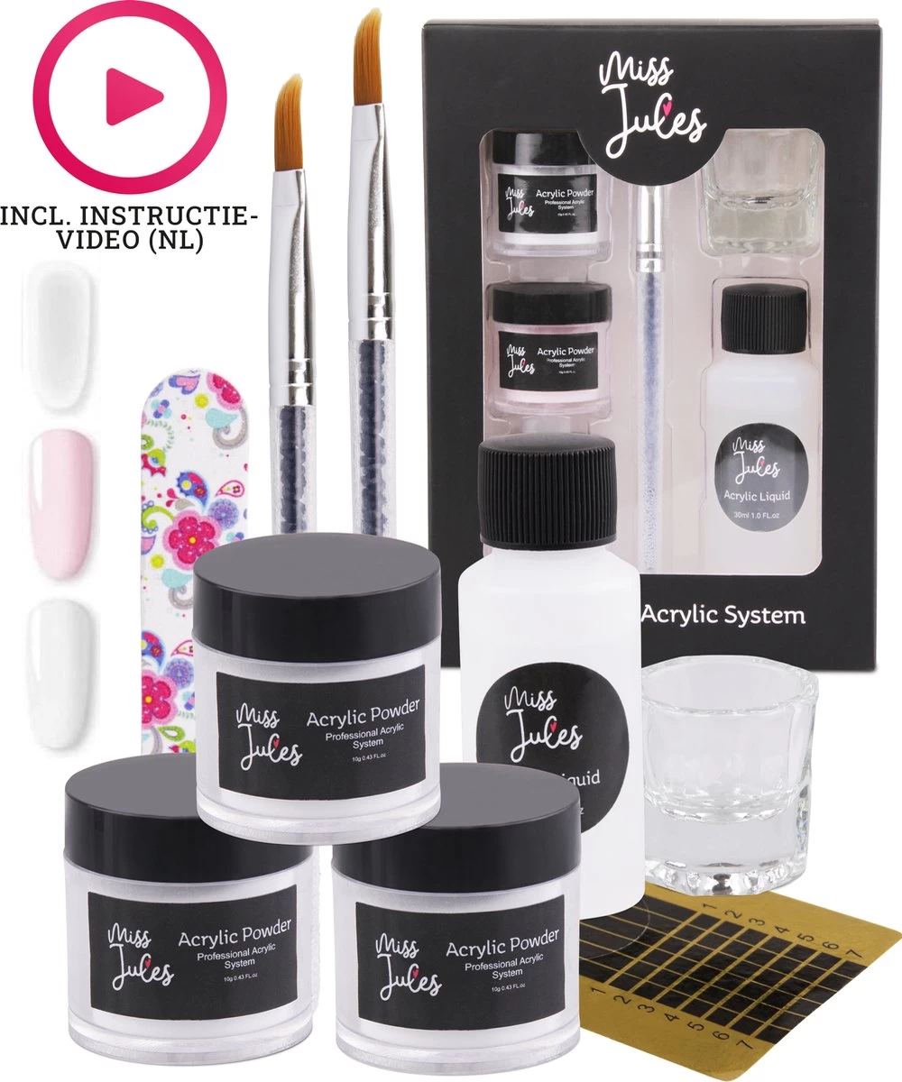 Miss Jules - Acryl Nagels Starterspakket - Wit, Roze & Transparant - Professionele Kunstnagels 3 Miss Jules - Acryl Nagels Starterspakket - Wit, Roze & Transparant - Professionele Kunstnagels