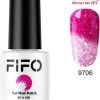 FIFO Nails, Thermo Gel Polish - Glitter - Kristal - Thermo Gellak - Temperatuurgevoelige Nagellak - Thermische Nagellak - Temperatuur Veranderende - Kleur Veranderende #9706 ( Rood - Rood/Wit ) ( Glitter) - UV & LED -Cosmeticawinkel 1007x1200