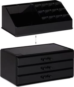 Relaxdays Make-up Organizer - Sieradendoosje - Cosmetica - Zwart