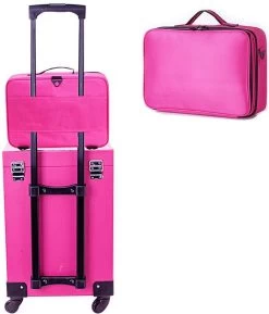 Cosmetica Koffer - Make-up Koffer Met Verstelbare Vakken - Visagie En Nagelstyliste Beauty Koffer - 37x27x13CM - Roze -Cosmeticawinkel 1025x1200 3