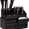 A&K 2in1 Make-up Organizer - 4 Lades Cosmetica Opbergdoos - Kaptafel - Zwart