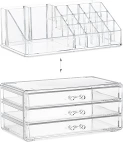 Relaxdays Make-up Organizer Klein - Stapelbaar - Sieradendoosje - Cosmetica - Opbergbox - Doorzichtig -Cosmeticawinkel 1044x1200 3