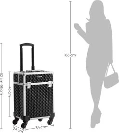 Cosmetische Koffer, Trolley, Make-up Case Met Handvat, 4 Universele Wielen, 4 Uitschuifbare Dienbladen, Make-up Tas, Voor Reizen, Zwart 17 Cosmetische Koffer, Trolley, Make-up Case Met Handvat, 4 Universele Wielen, 4 Uitschuifbare Dienbladen, Make-up Tas, Voor Reizen, Zwart -Cosmeticawinkel 1077x1200 5