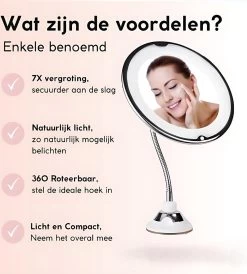 Make-Up Spiegel - 7X Vergroting - LED Licht - Make Up Spiegel Met Verlichting - Vergrootspiegel Met Zuignap - Exclusief Baterijen(Niet Ingegrepen 3AAA)3AAA -Cosmeticawinkel 1081x1200 3