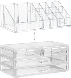 Relaxdays Make-up Organizer - Tweedelig - Cosmetica Opbergdoos - Transparant -Cosmeticawinkel 1088x1200 8