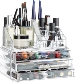 Relaxdays Make-up Organizer Klein - Stapelbaar - Sieradendoosje - Cosmetica - Opbergbox - Doorzichtig -Cosmeticawinkel 1095x1200 1