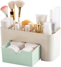 IBright Make-Up Organizer Met Lade - Cosmetica Opbergdoos - Bureau Organizer - Groen