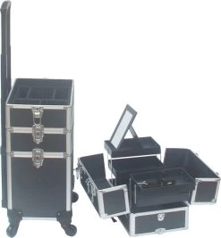 VDD Aluminium Visagie Kappers Koffer Trolley - Make-up Schmink Nagel Koffer Trolley - Zwart -Cosmeticawinkel 1112x1200 4