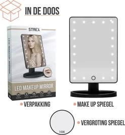 Strex Make Up Spiegel Met LED Verlichting - 3 Verlichtingsmodus - 1/10x Vergroting - 360° Verstelbaar 19 Strex Make Up Spiegel Met LED Verlichting - 3 Verlichtingsmodus - 1/10x Vergroting - 360° Verstelbaar -Cosmeticawinkel 1116x1200 7