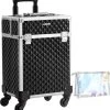 Cosmetische Koffer, Trolley, Make-up Case Met Handvat, 4 Universele Wielen, 4 Uitschuifbare Dienbladen, Make-up Tas, Voor Reizen, Zwart -Cosmeticawinkel 1137x1200 10