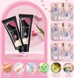 Merkloos Nagels Set - 8 Kleuren - Nagels Starter Set - Met Toplaag, Basislaag, Slipoplossing, Nagelverlengingsgel, Gel Builder - Voor DIY Voor Beginners - Beste Cadeau -Cosmeticawinkel 1137x1200