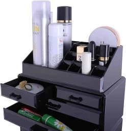 Confibel XXL Acryl Make-up Cosmetica Organizer - Verstelbare Lades - Sieraden/Make-up/Cosmetica Organizer - 11 Compartimenten - Zwart -Cosmeticawinkel 1150x1200 4
