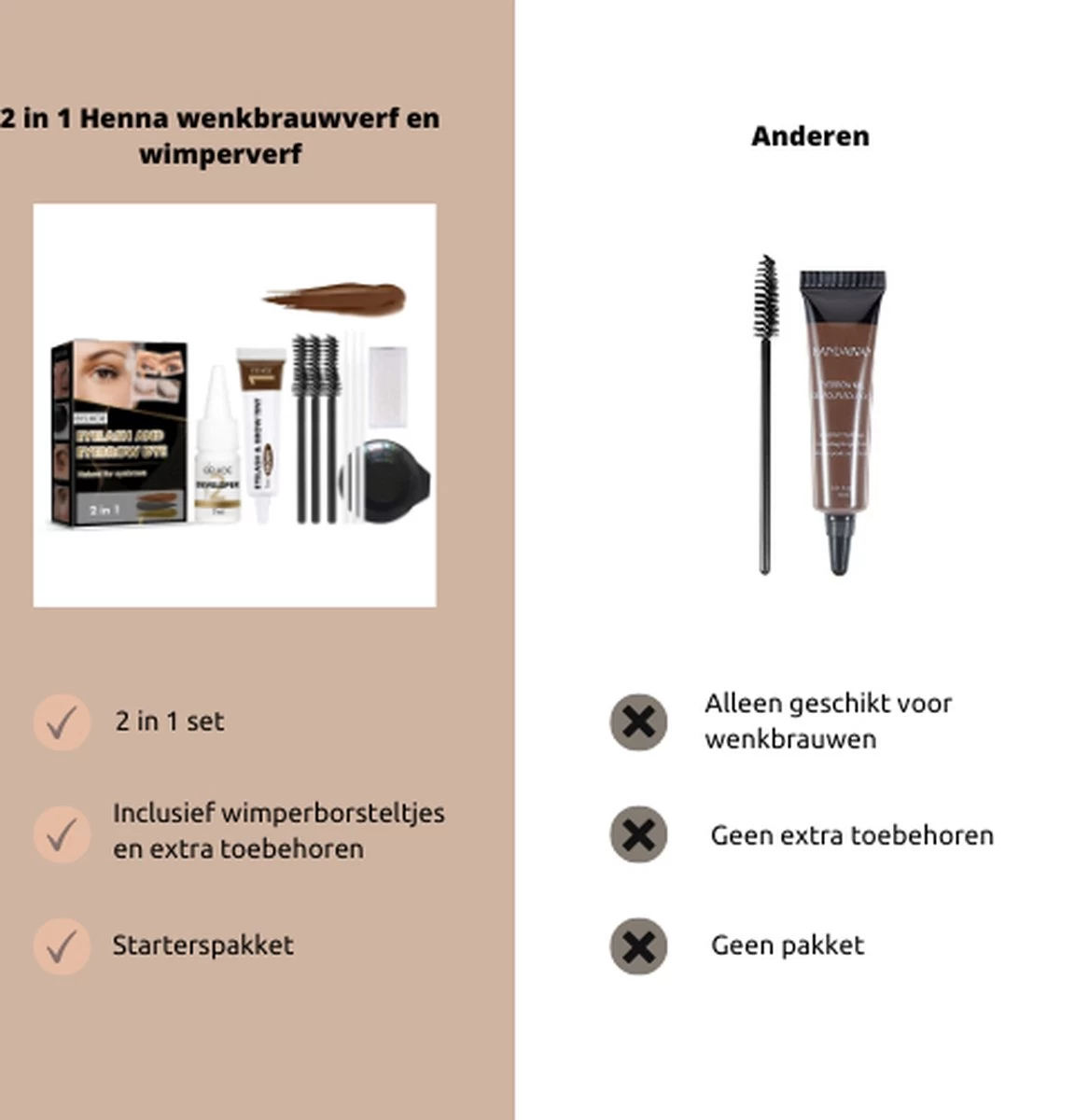 2 In 1 - Henna Wenkbrauwverf En Wimperverf - Bruin - Henna Brows - DIY Henna Brows Kit - Starterspakket 7 2 In 1 - Henna Wenkbrauwverf En Wimperverf - Bruin - Henna Brows - DIY Henna Brows Kit - Starterspakket - Afbeelding 5