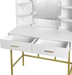 Hollywood Make Up Spiegel & Tafel - Met LED Verlichting - 2 Lades - Wit -Cosmeticawinkel 1156x1200 5