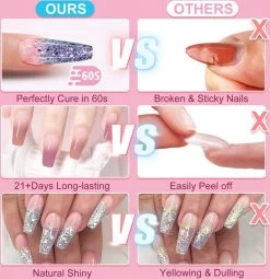 Merkloos Nagels Set - 8 Kleuren - Nagels Starter Set - Met Toplaag, Basislaag, Slipoplossing, Nagelverlengingsgel, Gel Builder - Voor DIY Voor Beginners - Beste Cadeau -Cosmeticawinkel 1161x1200