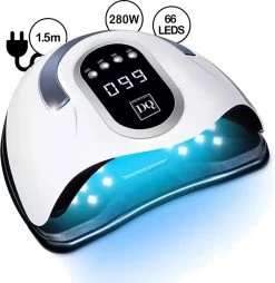 DANIQQI - 280W UV LED Lamp Nagels - 66 LEDS - UV - Led - Nagellamp - Extra Lang Snoer 150 Cm - Wit- Moederdag - Ovalen Display