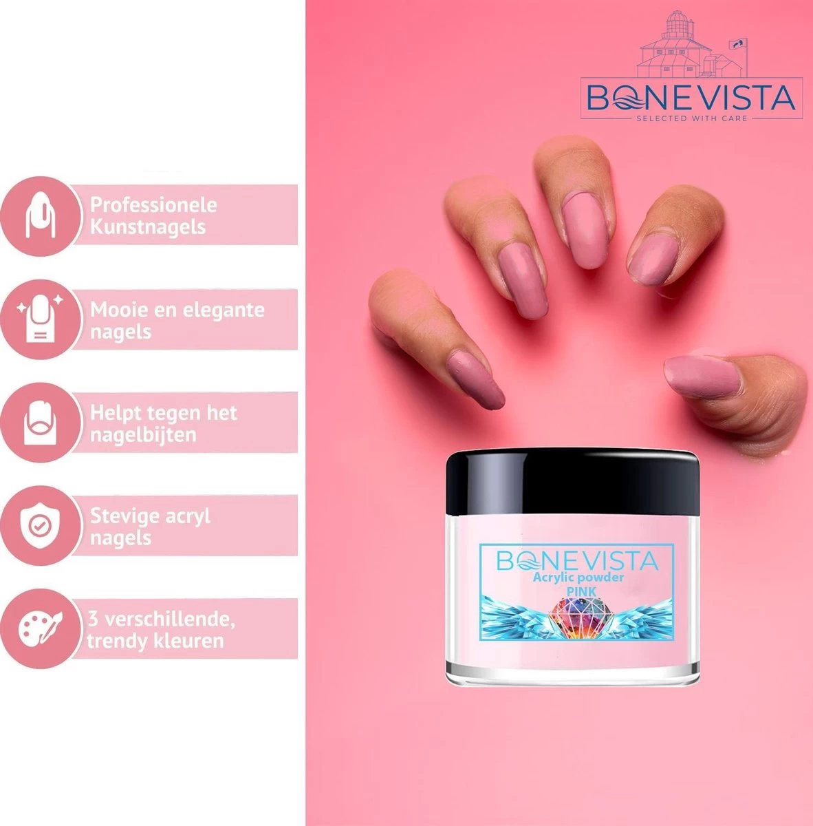 Bone Vista® Acryl Nagels Starterspakket - Wit, Roze & Transparant - Professionele Kunstnagels 8 Bone Vista® Acryl Nagels Starterspakket - Wit, Roze & Transparant - Professionele Kunstnagels - Afbeelding 6