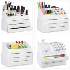 Relaxdays Make-up Organizer Klein - Stapelbaar - Sieradendoosje - Cosmetica - Opbergbox - Doorzichtig -Cosmeticawinkel 1198x1200 56