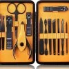 Nagelknipper Set - Pedicureset - 15 Delige - Roestvrij Staal - Met Draagkoffer - Geel Zwart