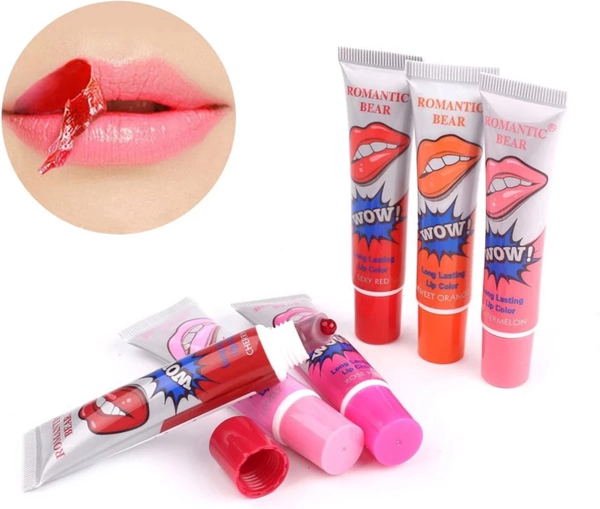 New Romantic Bear Peel Off Liquid Lipstick Waterproof - Langdurig Lipgloss - CHERRY RED 6 New Romantic Bear Peel Off Liquid Lipstick Waterproof - Langdurig Lipgloss - CHERRY RED - Afbeelding 4