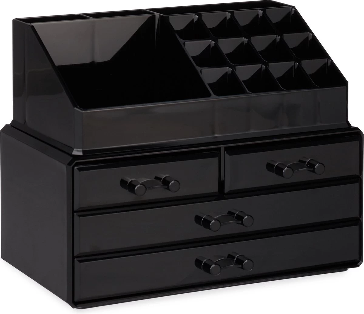 A&K 2in1 Make-up Organizer - 4 Lades Cosmetica Opbergdoos - Kaptafel - Zwart 7 A&K 2in1 Make-up Organizer - 4 Lades Cosmetica Opbergdoos - Kaptafel - Zwart - Afbeelding 5