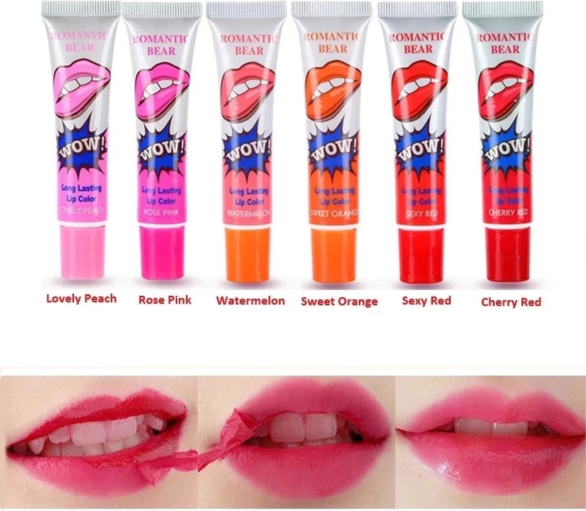 New Romantic Bear Peel Off Liquid Lipstick Waterproof - Langdurig Lipgloss - CHERRY RED 7 New Romantic Bear Peel Off Liquid Lipstick Waterproof - Langdurig Lipgloss - CHERRY RED - Afbeelding 5