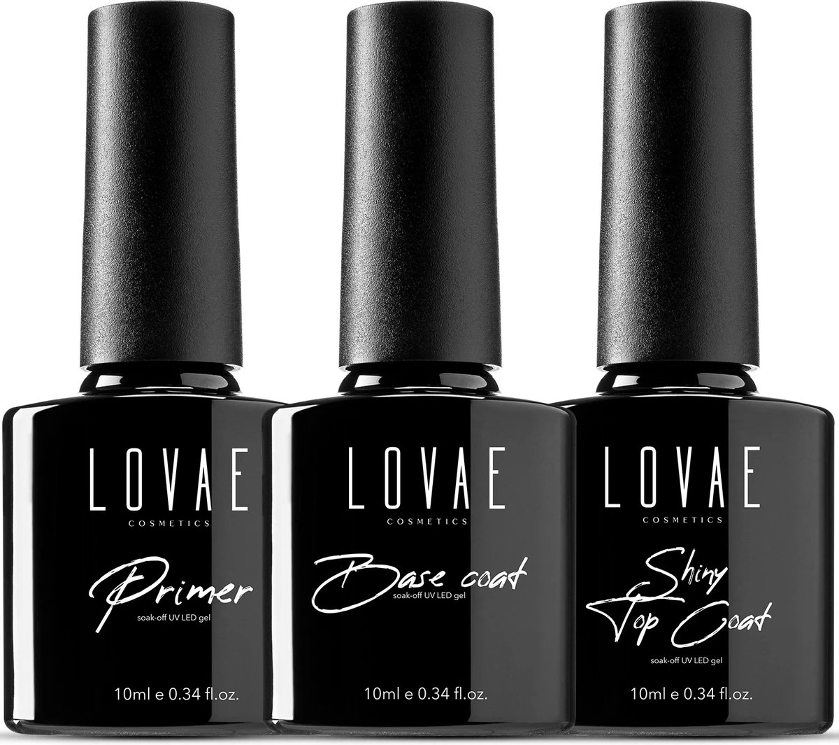 Lovae Cosmetics Gellak - Starterspakket - Base Coat - Primer - Shiny Top Coat - 10ML 3 Lovae Cosmetics Gellak - Starterspakket - Base Coat - Primer - Shiny Top Coat - 10ML