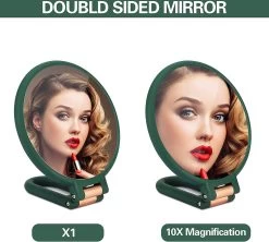 FOGARI Handspiegel Met 1 X 10 X Vergroting, Dubbelzijdige Make-upspiegel, Draagbare Kleine Spiegel, Inklapbare Verstelbare Spiegel Met Handvat, Ronde Reisspiegel, Make-upspiegel, Tafelspiegel, 360 Graden Draaibaar -Cosmeticawinkel 1200x1078 1
