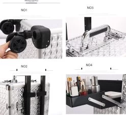 Kapper Koffer Gouden Kleur | Nagel | Visagist | Make-up | Cosmetica | Schminken | Trolley Stevig En Gemaakt Van Aluminium | 3 Delig | 8 Wielen | Bedekt Met Mooie Diamantjes -Cosmeticawinkel 1200x1086 21