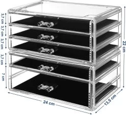 SONGMICS Make-up Organiser, 2-delige Opbergdozen Voor Sieraden En Cosmetica, Stapelbaar, Met 5 Laden, Transparant Polystyreen JMU32TP 12 SONGMICS Make-up Organiser, 2-delige Opbergdozen Voor Sieraden En Cosmetica, Stapelbaar, Met 5 Laden, Transparant Polystyreen JMU32TP -Cosmeticawinkel 1200x1102 7