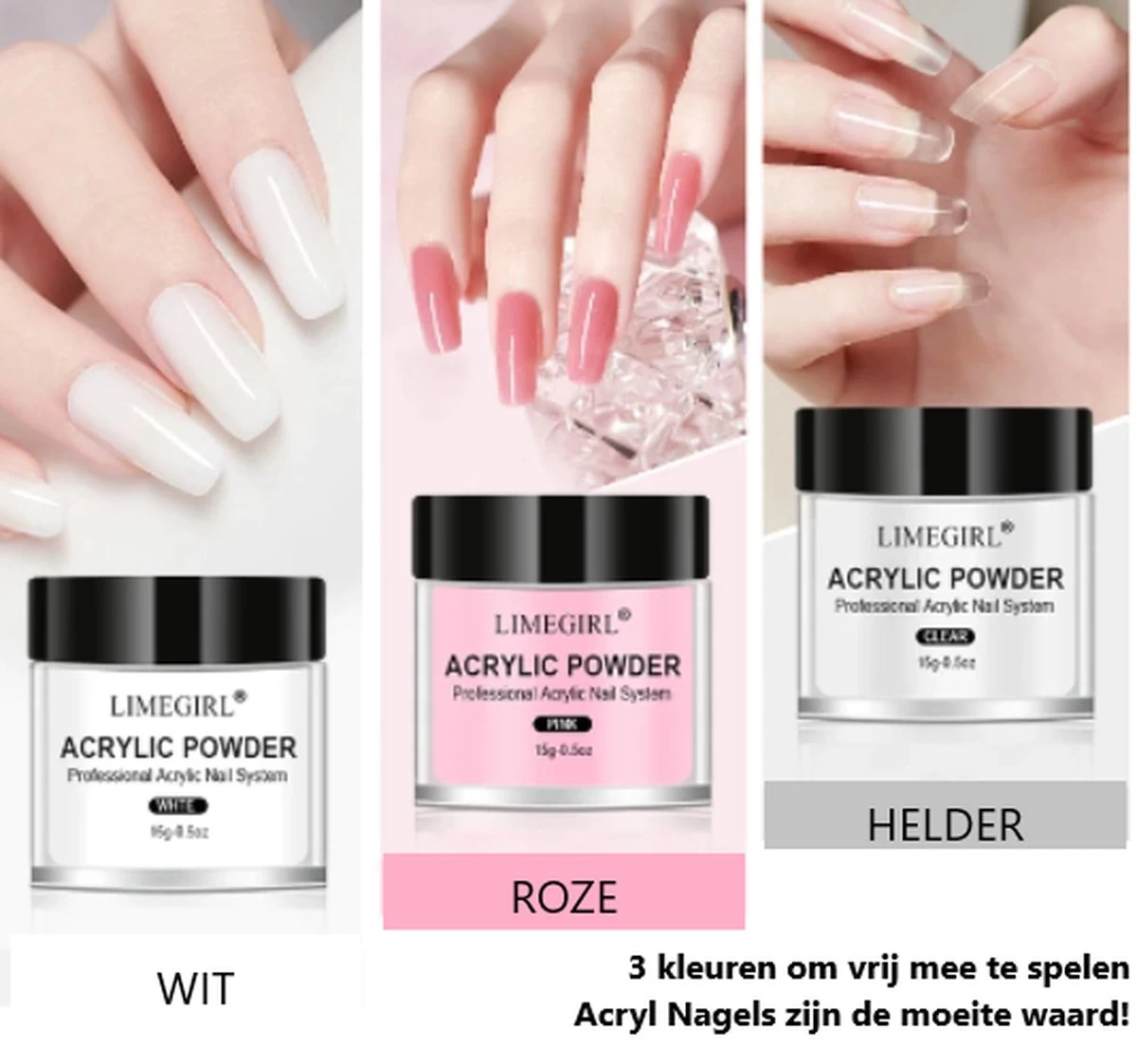 Professionele Acryl Nagels Starterpakket - Kunstnagels - Dipping Powder - Nail Art - Crystal Poeder - Gellak Starterspakket 5 Professionele Acryl Nagels Starterpakket - Kunstnagels - Dipping Powder - Nail Art - Crystal Poeder - Gellak Starterspakket - Afbeelding 3
