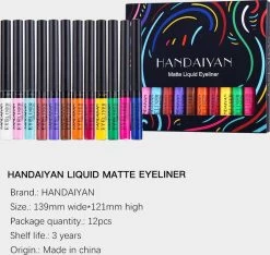 HANDAIYAN® | Liquid Eyeliner | Set Van 12 Kleuren | Gekleurde Eyeliner Set | Make Up | Waterproof | Langhoudend -Cosmeticawinkel 1200x1137 4