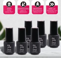 Miss Jules - 6-Delige Gellak Starterspakket - Nagellak - Kleur Grijs, Roze & Glitter - Glanzend & Dekkend Resultaat -Cosmeticawinkel 1200x1138 2