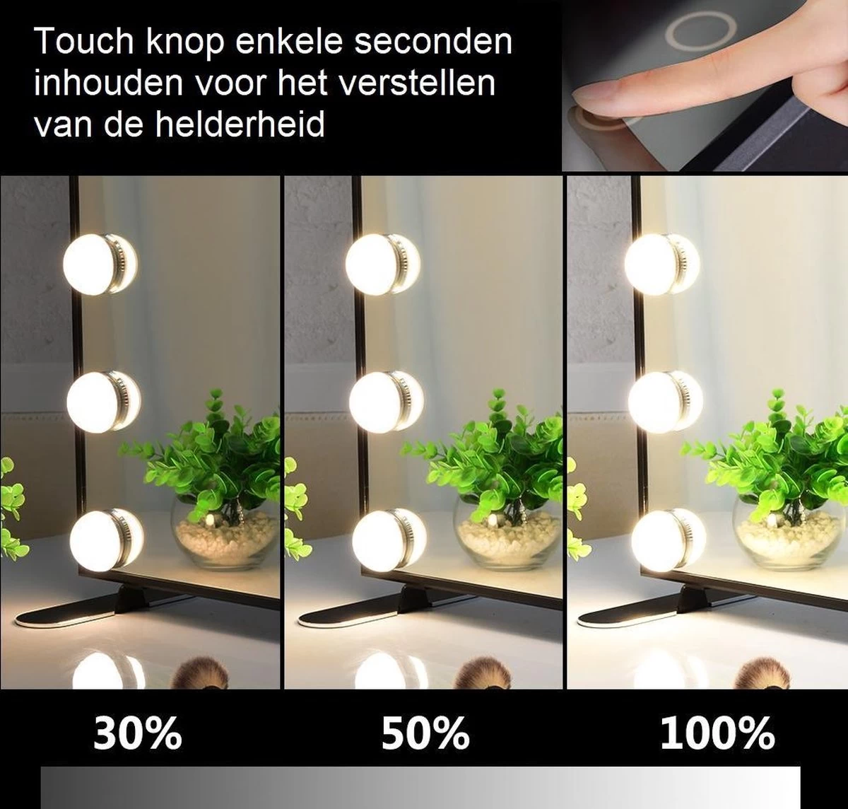 Hollywood Spiegel | Videri Vanity Zwart | Spiegel Met Verlichting | Make Up Spiegel | Visagie Spiegel | Cosmetische Spiegel | Dimbaar 6 Hollywood Spiegel | Videri Vanity Zwart | Spiegel Met Verlichting | Make Up Spiegel | Visagie Spiegel | Cosmetische Spiegel | Dimbaar - Afbeelding 4