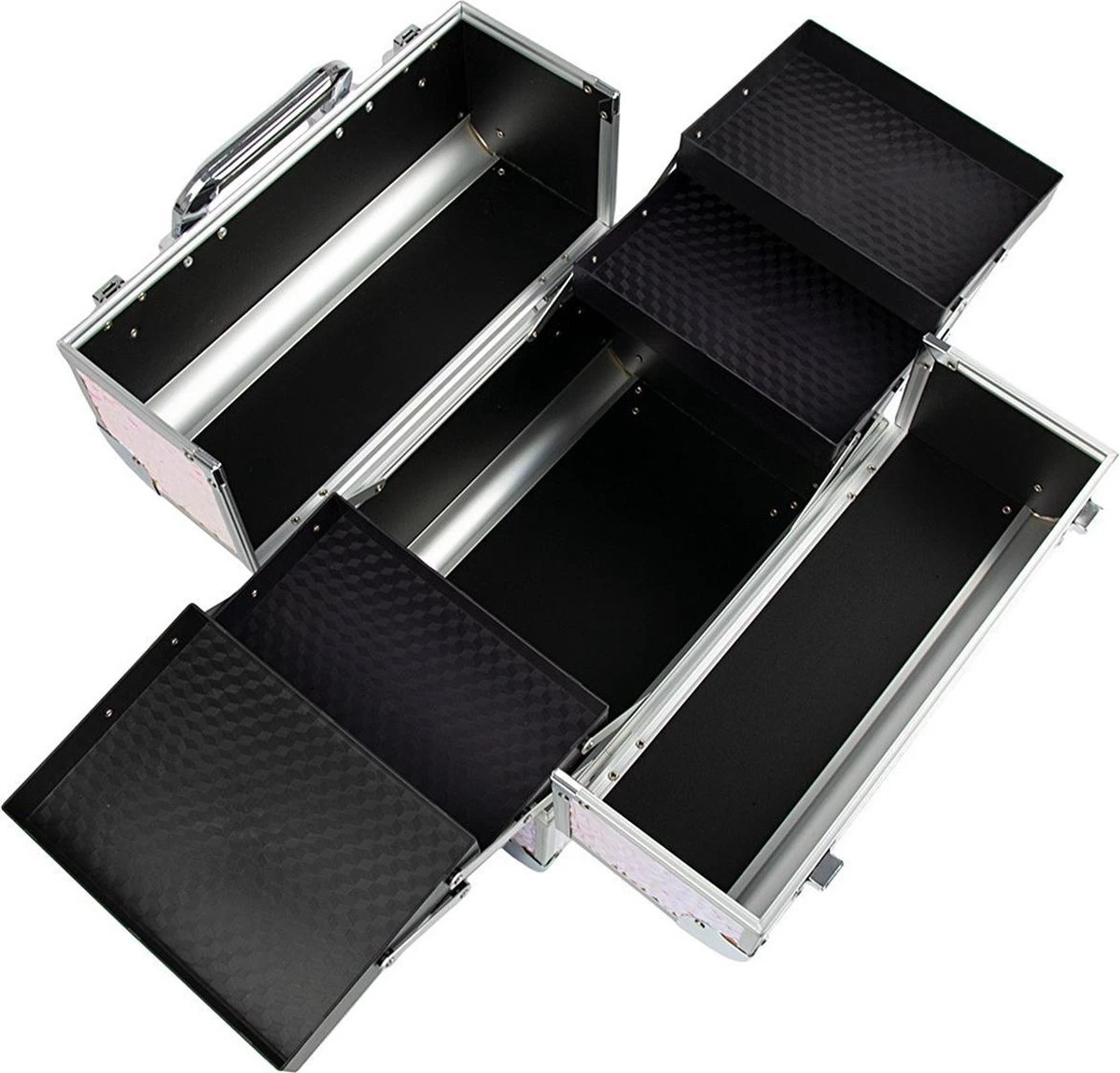 Aluminium Koffer Rosé Gold Met Opbergvakken 4 Aluminium Koffer Rosé Gold Met Opbergvakken - Afbeelding 2