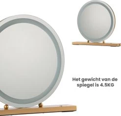 Nuvoo Make-up Spiegel - Visagie Spiegel - Hollywood Spiegel - Diameter 50cm - 3 Licht Tinten - Dimbaar - USB Telefoonoplader - Goud -Cosmeticawinkel 1200x1152 9