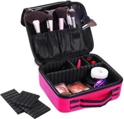 Cosmetica Koffer - Make-up Koffer Met Verstelbare Vakken - Visagie En Nagelstyliste Beauty Koffer - 26x23x9CM - Roze -Cosmeticawinkel 1200x1153 5