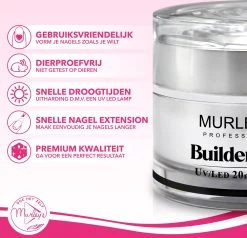 MURLEY'S Builder Gel UV-LED Builder Gel Voor Gelnagels Transparant 20 Ml Op Acrylbasis. Verlengen En Vormen Van De Nagels. 8 MURLEY'S Builder Gel UV-LED Builder Gel Voor Gelnagels Transparant 20 Ml Op Acrylbasis. Verlengen En Vormen Van De Nagels. -Cosmeticawinkel 1200x1158 2