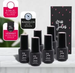 Miss Jules - 6-Delige Gellak Starterspakket - Nagellak - Kleur Grijs, Roze & Glitter - Glanzend & Dekkend Resultaat -Cosmeticawinkel 1200x1172 3