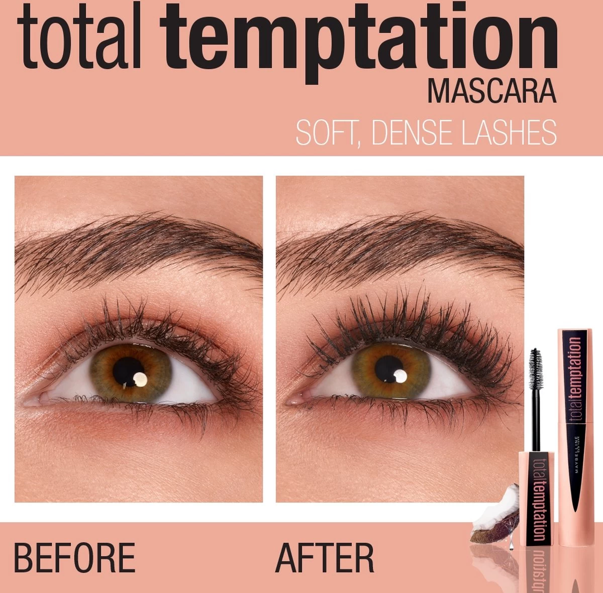 Maybelline Total Temptation Mascara - Zwart 4 Maybelline Total Temptation Mascara - Zwart - Afbeelding 2