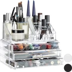 Relaxdays Make-up Organizer Klein - Stapelbaar - Sieradendoosje - Cosmetica - Opbergbox - Doorzichtig -Cosmeticawinkel 1200x1185 13