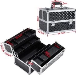 Make-upkoffer, Kapperskoffer, Cosmeticakoffer, Lege Nagelkoffer, Multikoffer, Afsluitbaar Voor Nageldesign/massageolie/fotoapparatuur, 34,7 X 22,2 X 25 Cm HMTM-YAHEE-411176 -Cosmeticawinkel 1200x1185 14