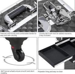 Monkey's Aluminium Kapperskoffer - Zwart - Beauty Case - Cosmeticakoffer - Make-upkoffer - Trolley - 360 Graden Wielen - 34 X 24 X 55.5 Cm -Cosmeticawinkel 1200x1190 20