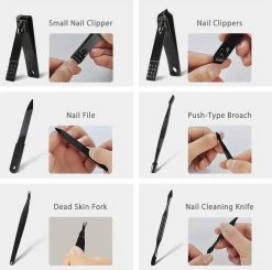 Nagelknipper Set - Pedicureset - 15 Delige - Roestvrij Staal - Met Draagkoffer - Geel Zwart -Cosmeticawinkel 1200x1192 4