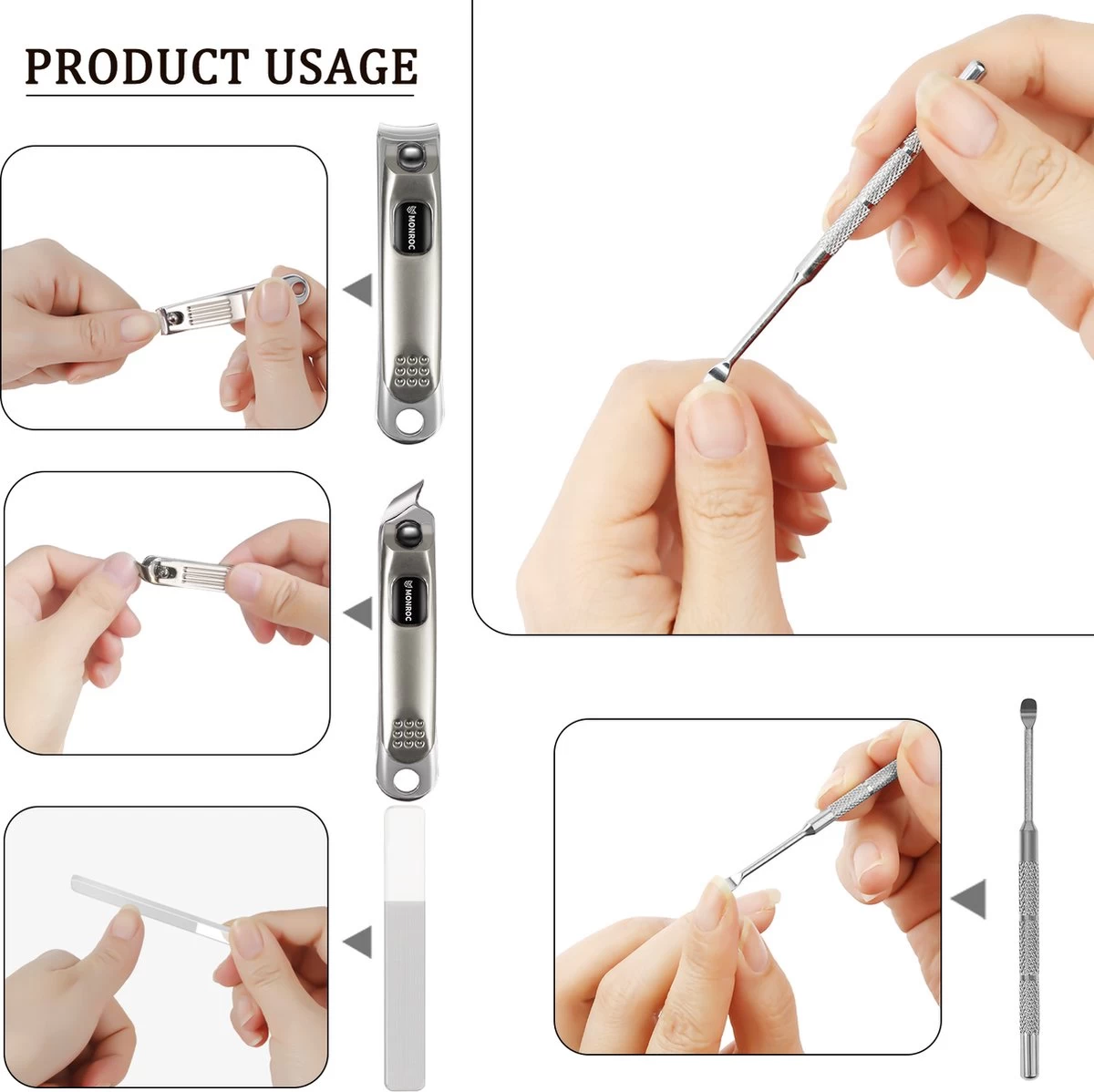 Monroc Nagelknippers Set Met Vijl In Handig Opberg Etui 4 Delig, Manicure, Pedicure Set 5 Monroc Nagelknippers Set Met Vijl In Handig Opberg Etui 4 Delig, Manicure, Pedicure Set - Afbeelding 3