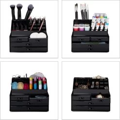 Relaxdays Make-up Organizer - Tweedelig - Cosmetica Opbergdoos - Transparant -Cosmeticawinkel 1200x1198 56