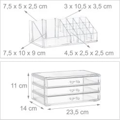 Relaxdays Make-up Organizer Klein - Stapelbaar - Sieradendoosje - Cosmetica - Opbergbox - Doorzichtig -Cosmeticawinkel 1200x1198 66