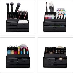 Relaxdays Make-up Organizer - Tweedelig - Cosmetica Opbergdoos + Lippenstift Houder - Zwart -Cosmeticawinkel 1200x1198 71