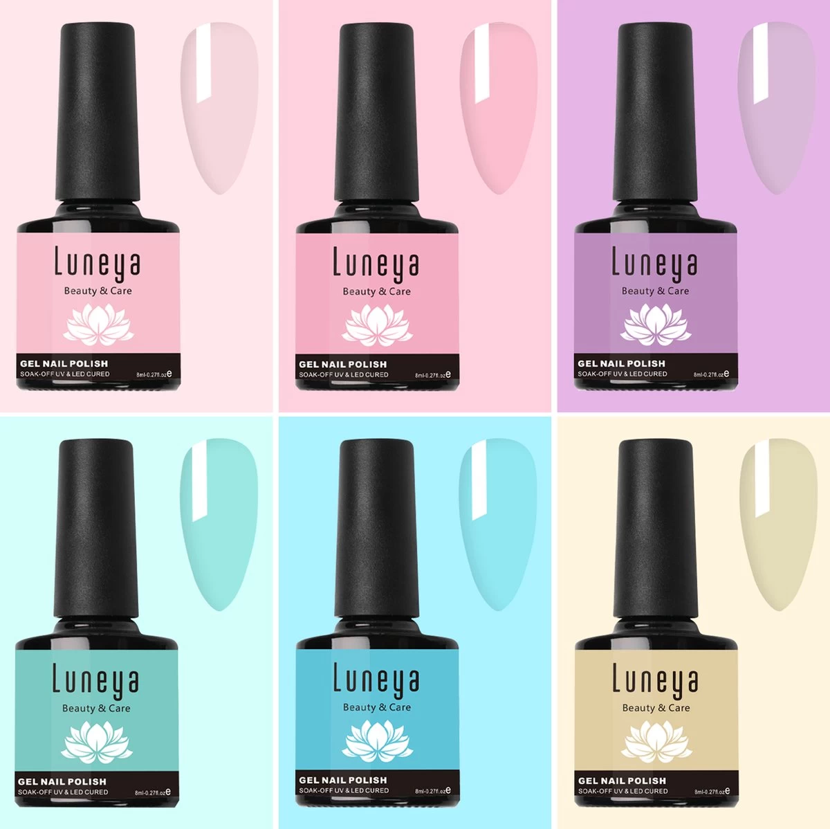 Luneya Gellak - Vivid Vibes Edition - 6-Delige Gellak Starterspakket - Gel Nagellak 6 Luneya Gellak - Vivid Vibes Edition - 6-Delige Gellak Starterspakket - Gel Nagellak - Afbeelding 4