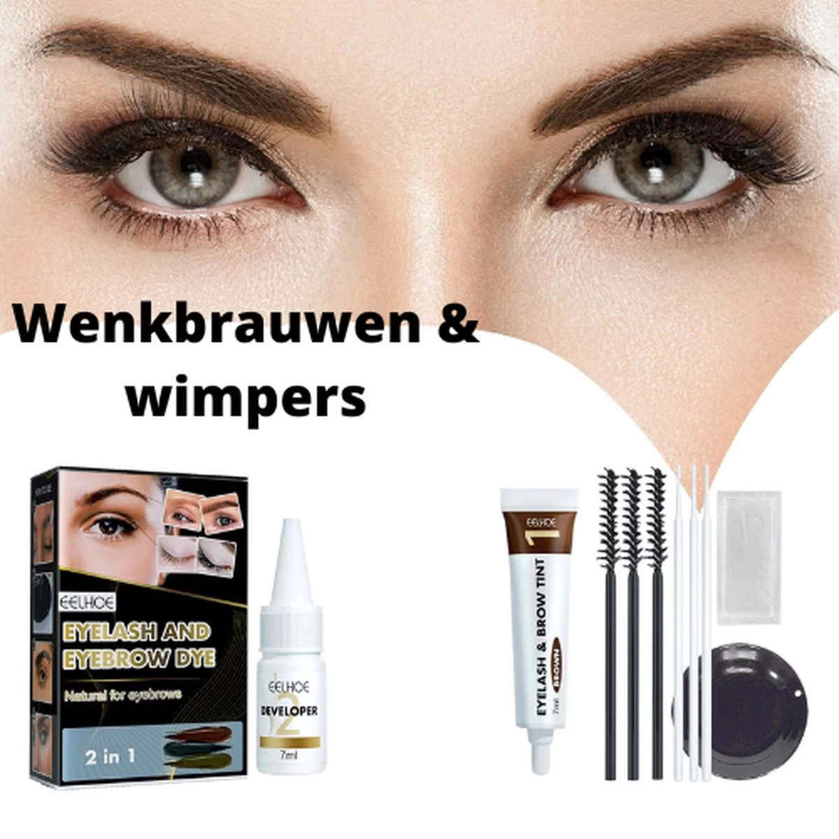 2 In 1 - Henna Wenkbrauwverf En Wimperverf - Bruin - Henna Brows - DIY Henna Brows Kit - Starterspakket 6 2 In 1 - Henna Wenkbrauwverf En Wimperverf - Bruin - Henna Brows - DIY Henna Brows Kit - Starterspakket - Afbeelding 4